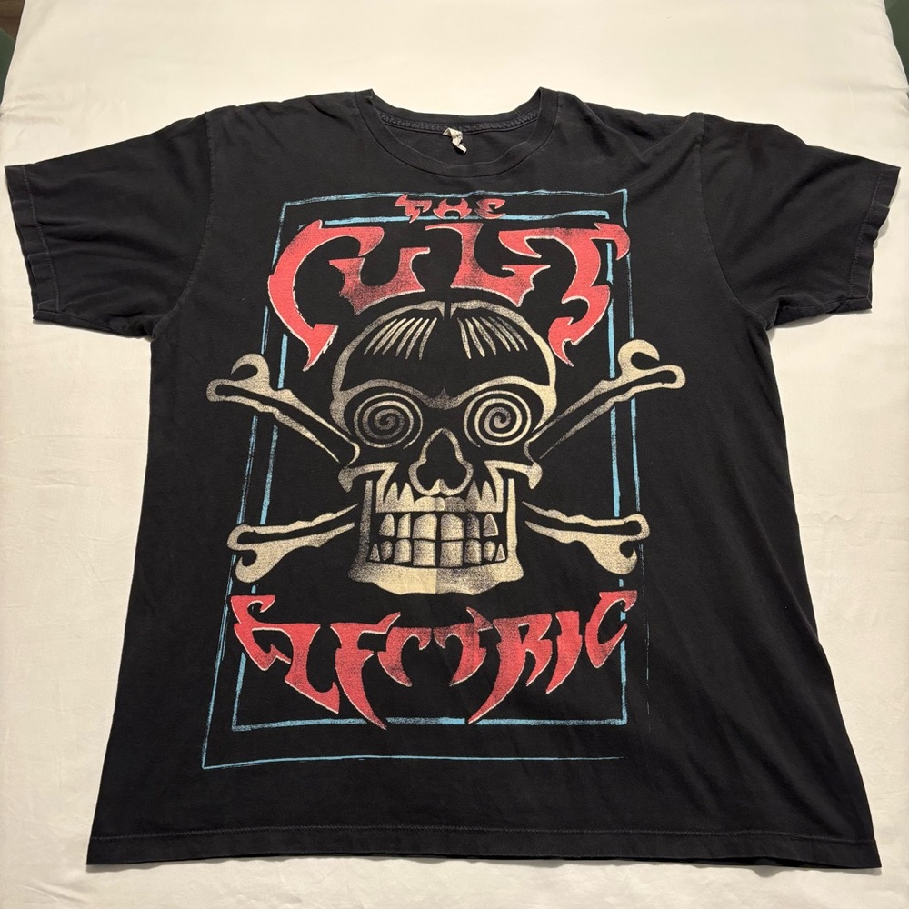 The Cult Electric Black Graphic Tee with Red Accents